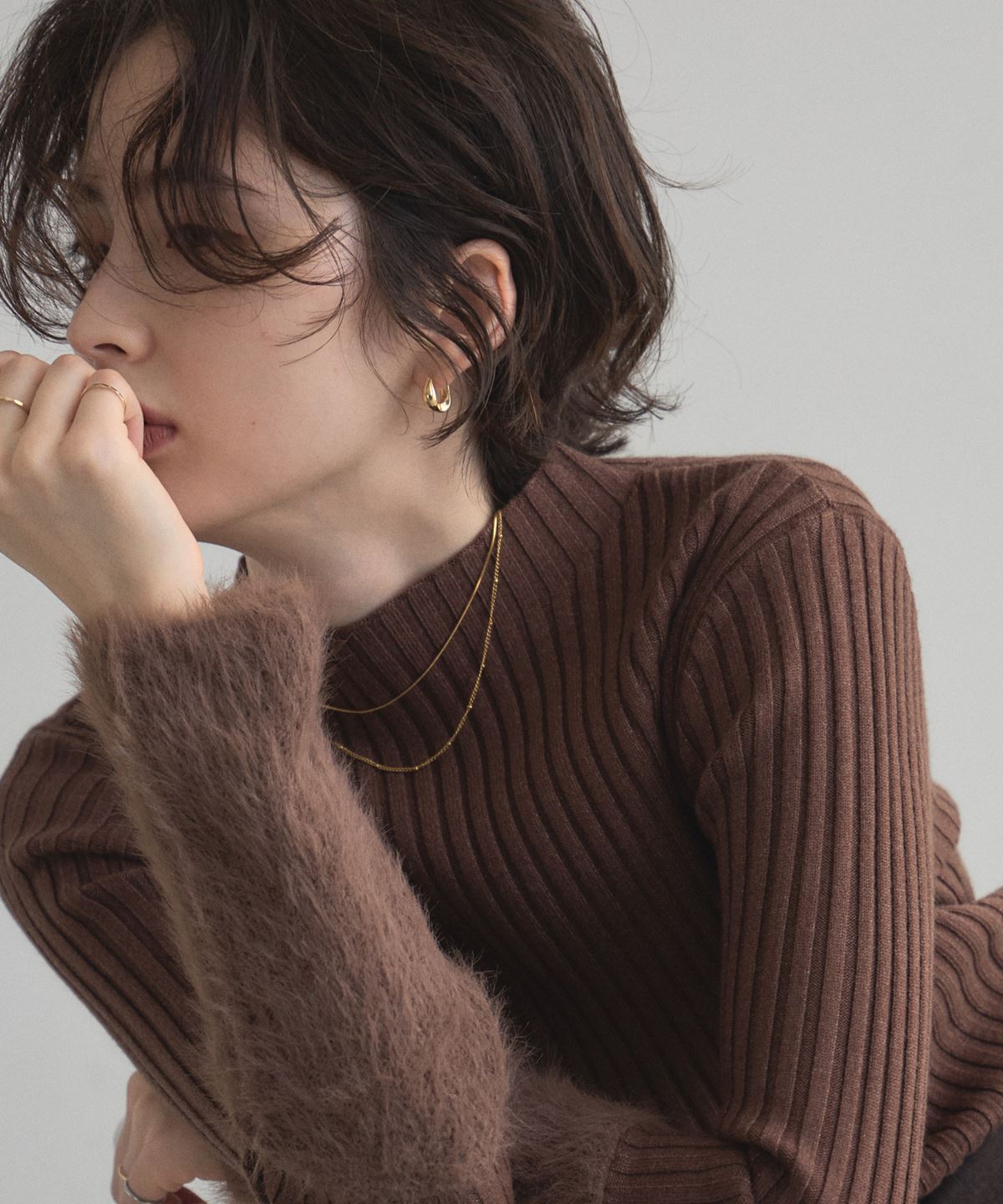 12月6日再販！袖ファーリブニットトップス