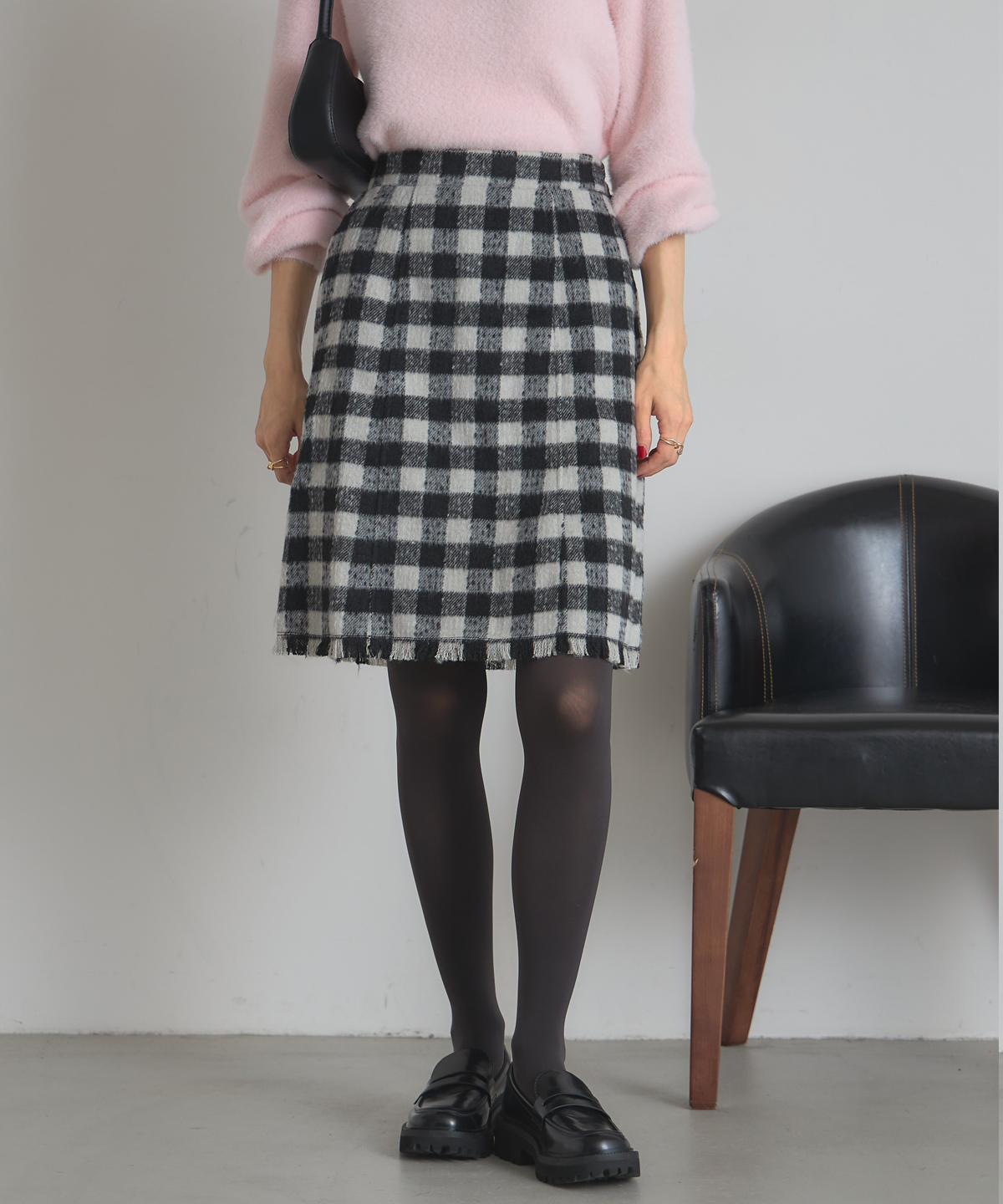 【AW SALE】【WEB限定】シャギーチェックツイードミニスカート＊SALE品につき返品/交換/注文確定後の変更キャンセル不可＊