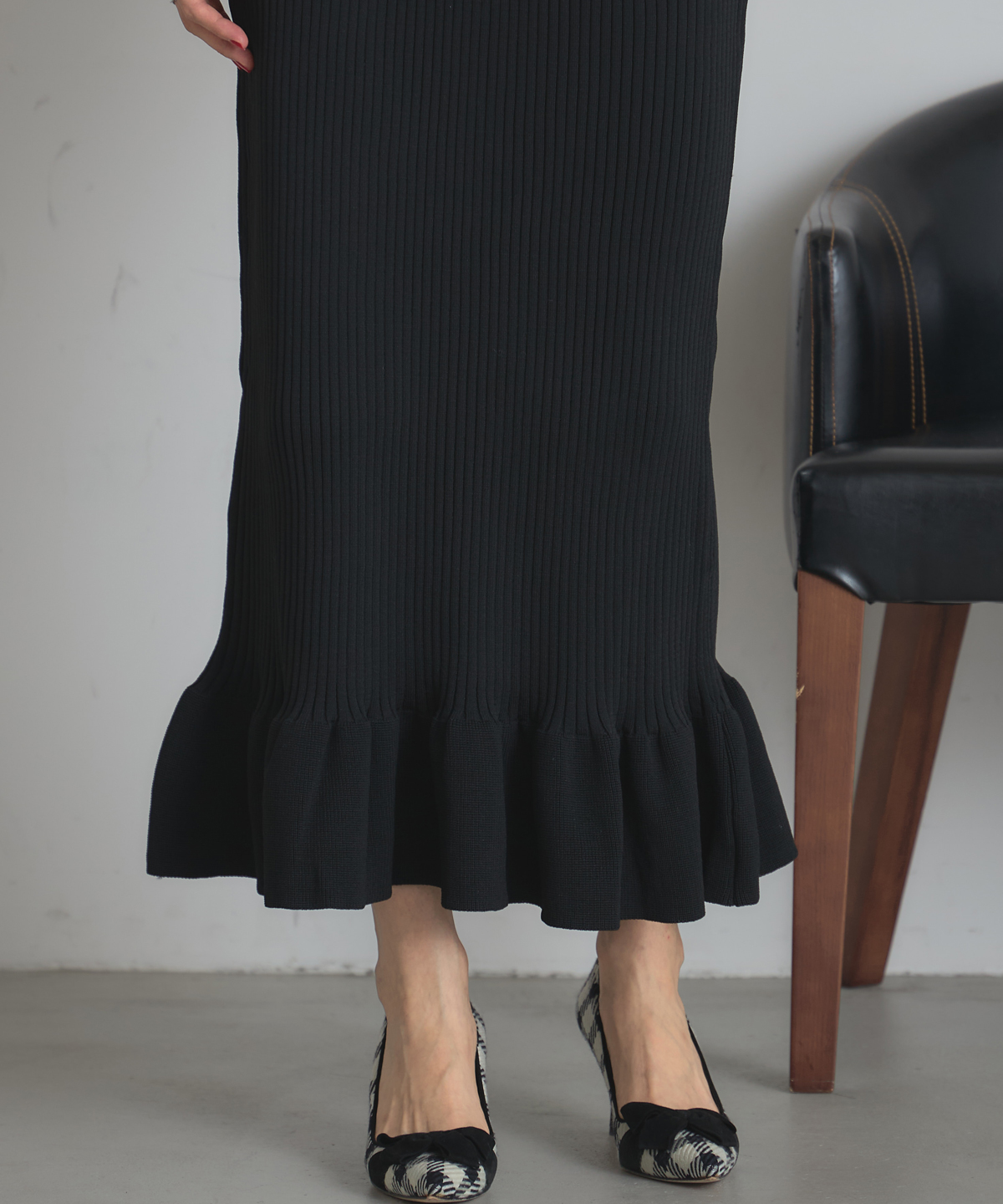 【AW SALE】【WEB限定】リブスポンジフリルヘムスカート＊SALE品につき返品/交換/注文確定後の変更キャンセル不可＊