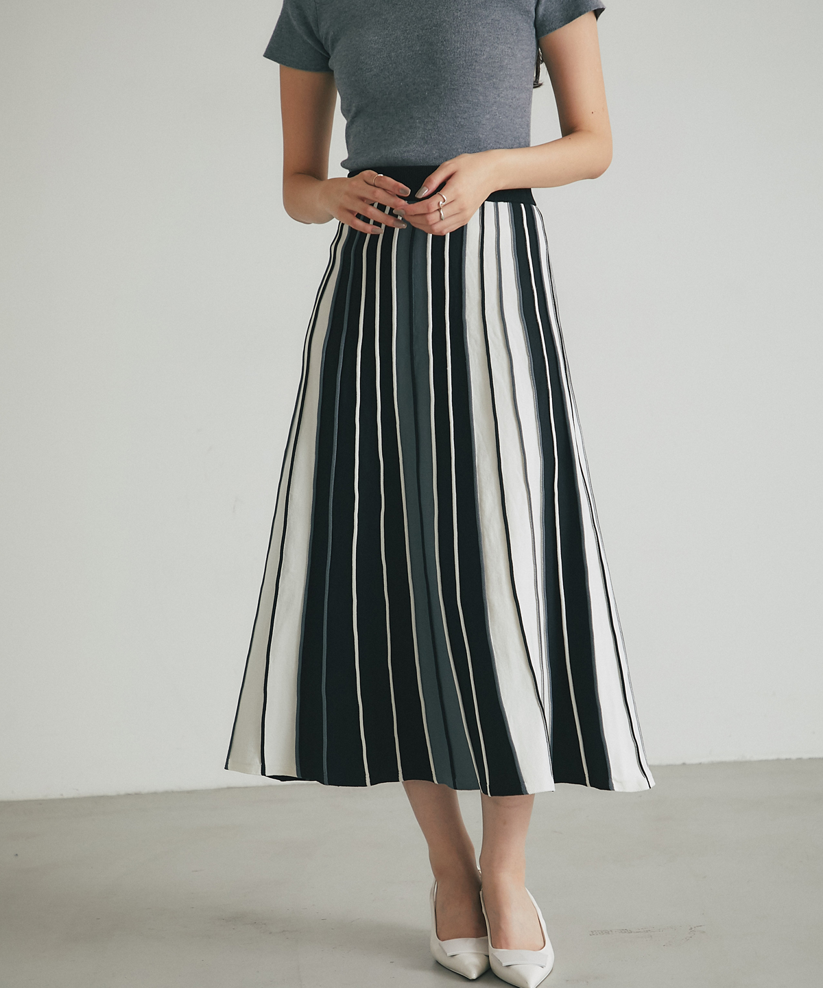 配色ストライプスカート※一部店舗のみ入荷
