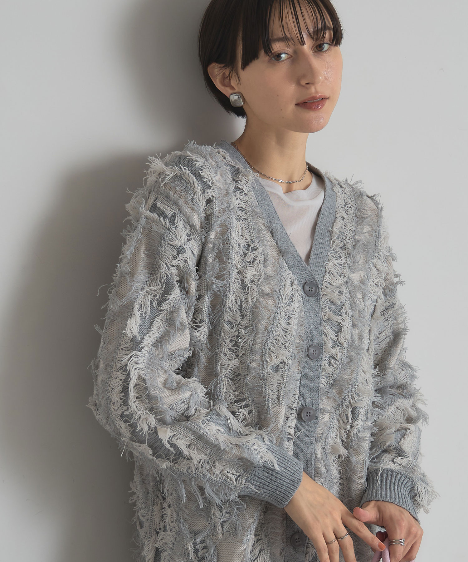 【WEB限定】ミックスフリンジカーディガン