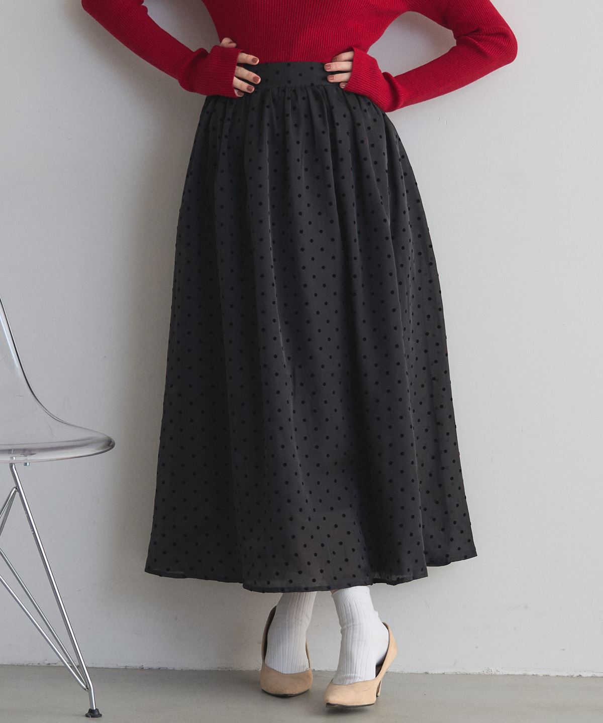 ドットギャザースカート