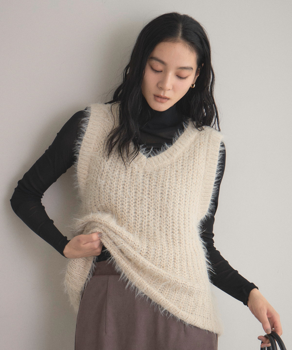 【WEB限定】前後２WAYフェザーヤーンニット