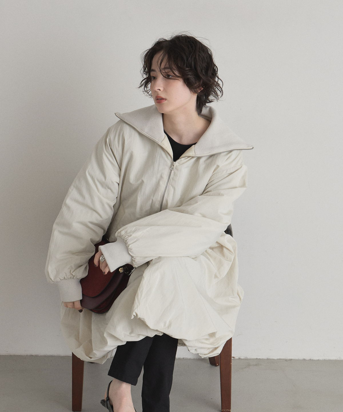 【オフィシャルサイト限定】タフタ中綿バルーンリブコート