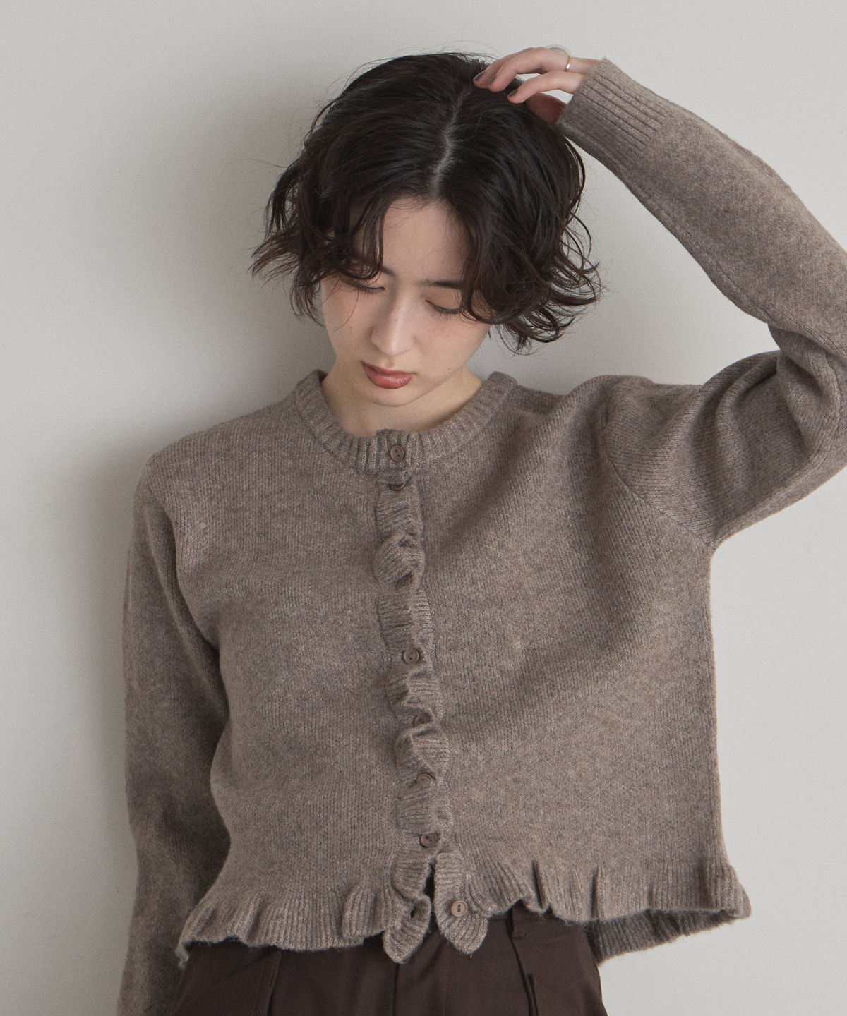 【オフィシャルサイト限定】メランジニットフリルカーデ