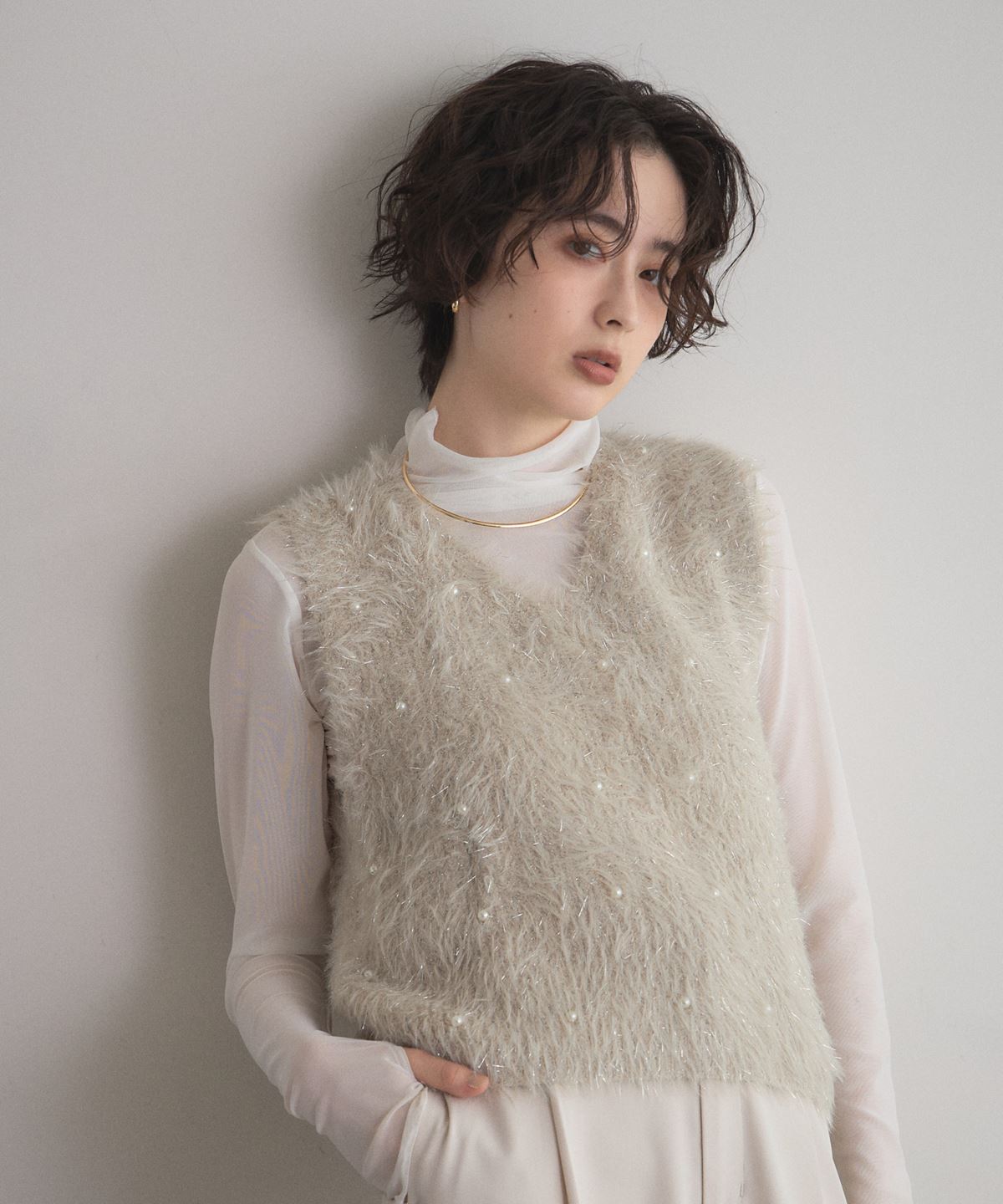 【オフィシャルサイト限定】シャギーニットVネックベスト