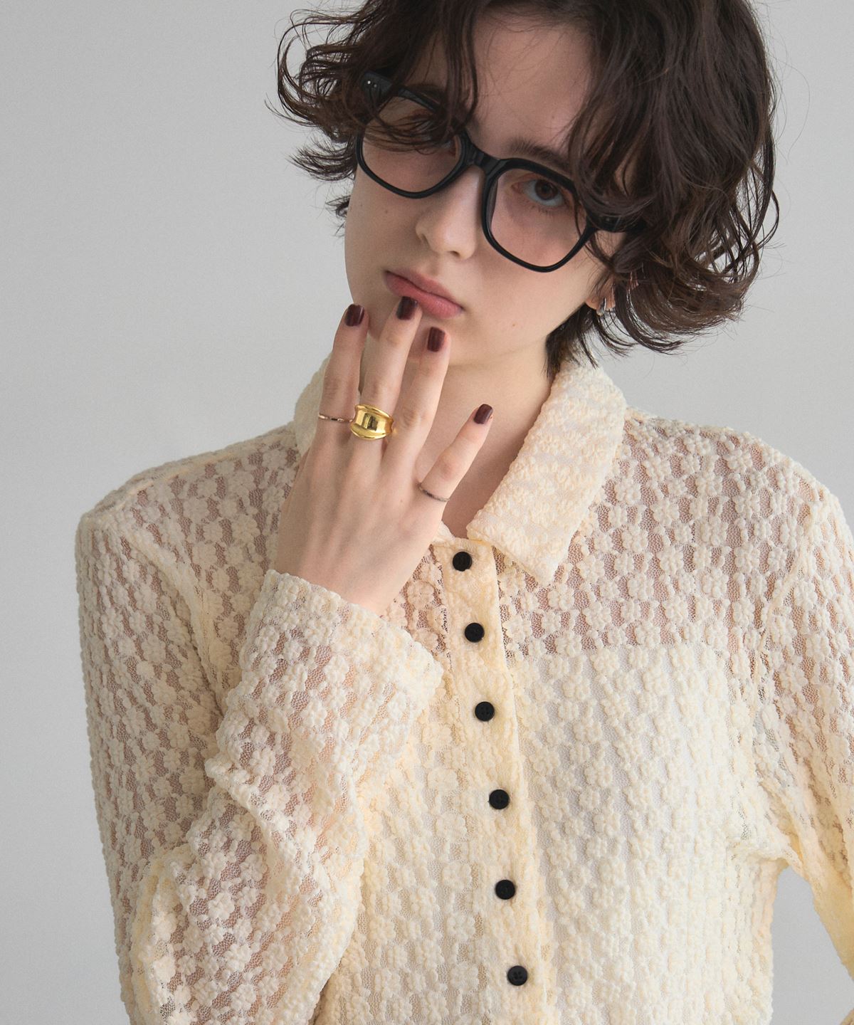 【WEB限定】レースニットシャツ