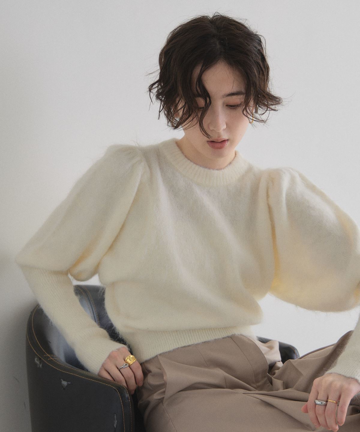 【FINAL SALE】モヘアパフスリーブニット＊SALE品につき返品/交換/注文確定後の変更キャンセル不可＊