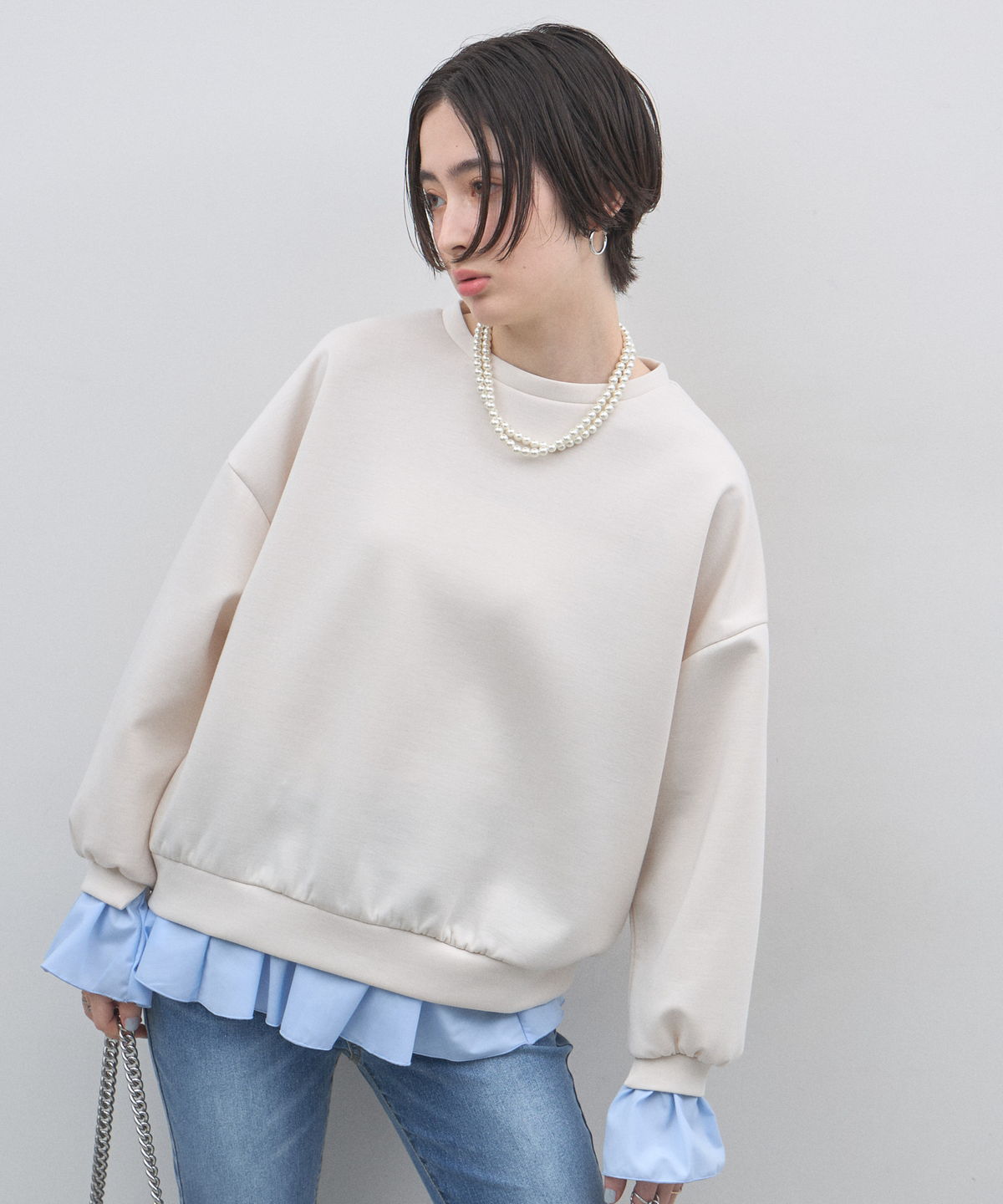 【オフィシャルサイト限定】フリルヘムレイヤード風スウェット