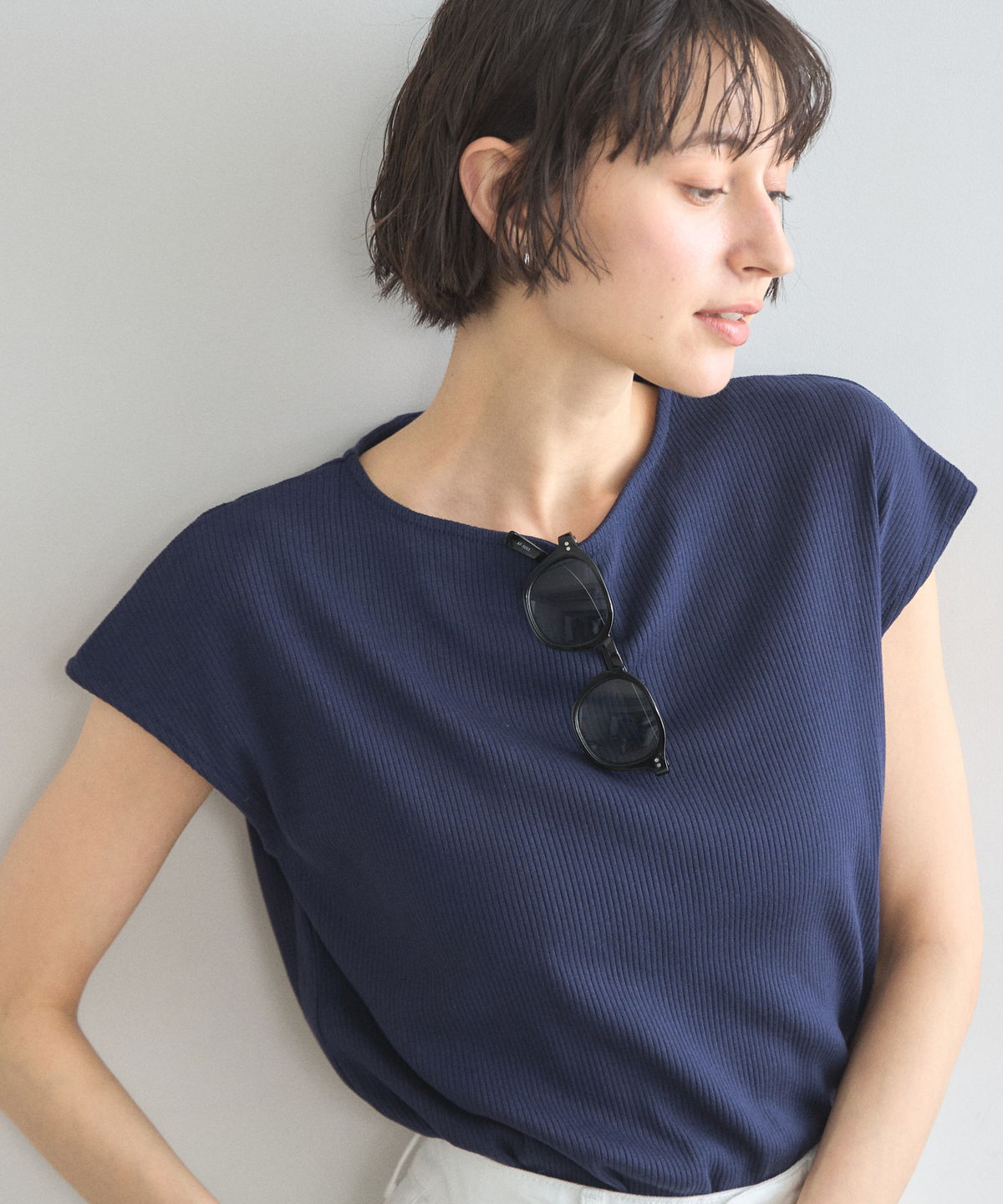 フレンチスリーブリブTシャツ