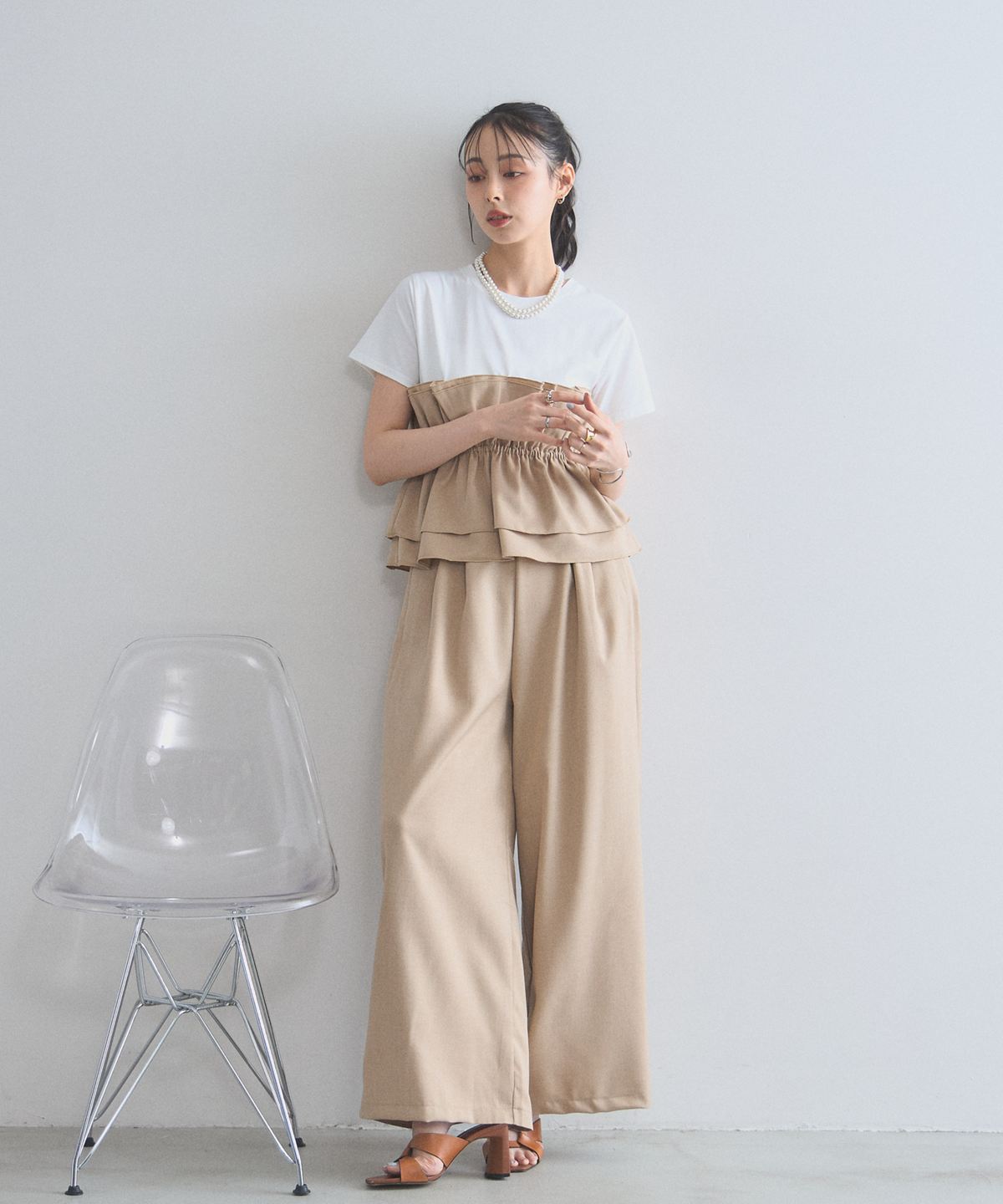 6月再販予定！再入荷リクエスト受付中【オフィシャルサイト限定】ビスチェ風デザインTシャツ×パンツセット