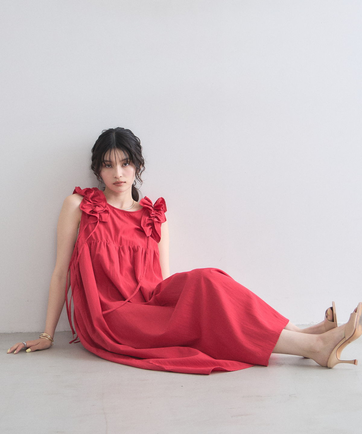 ショルダーフリルワンピース
