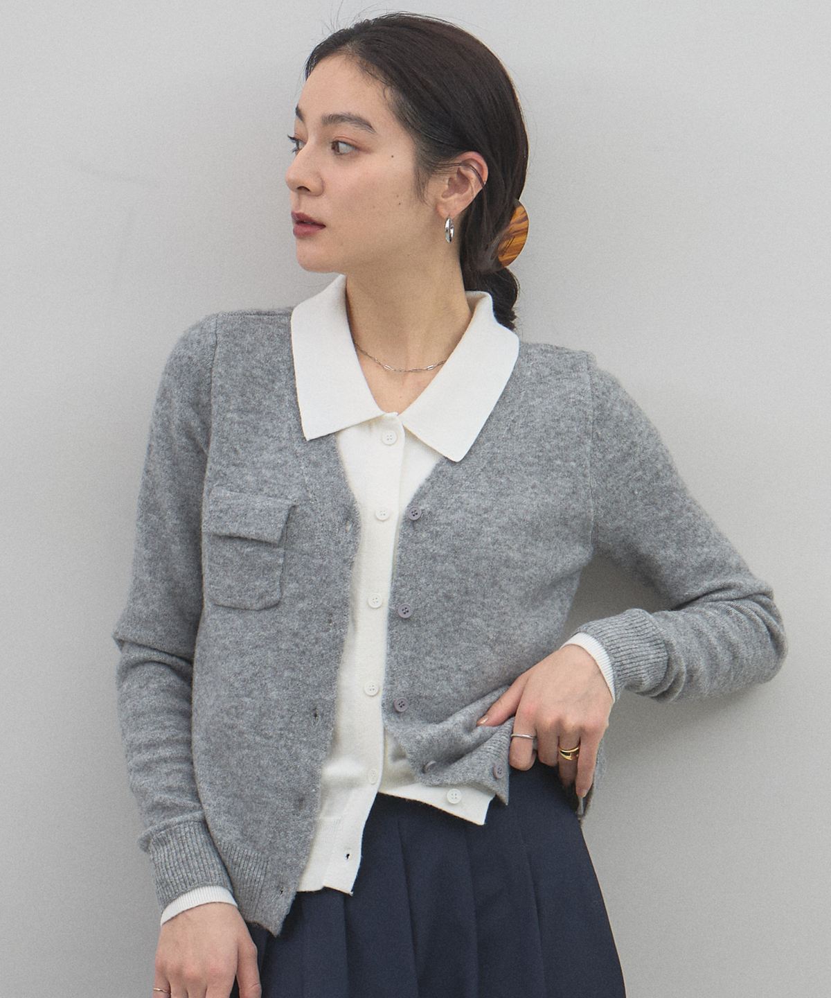 【オフィシャルサイト限定】レイヤード風ドッキングカーディガン