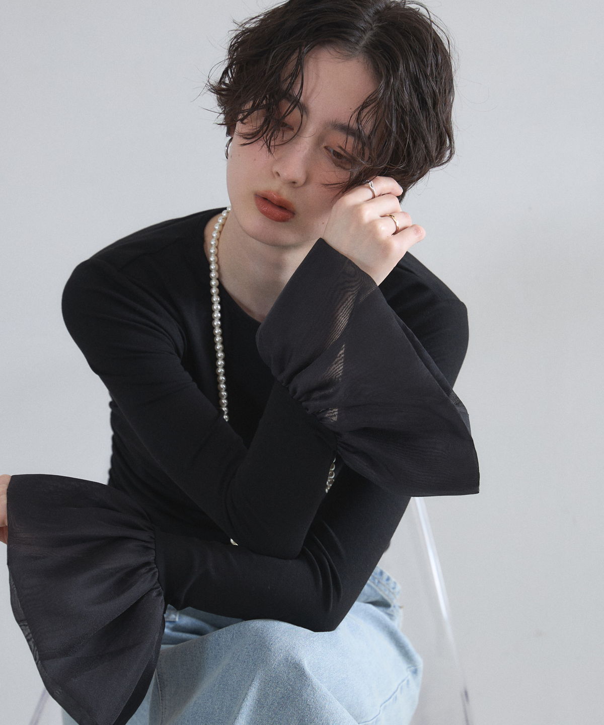 3月19日オフィシャルサイト限定再販！シャーリングフレアスリーブTシャツ