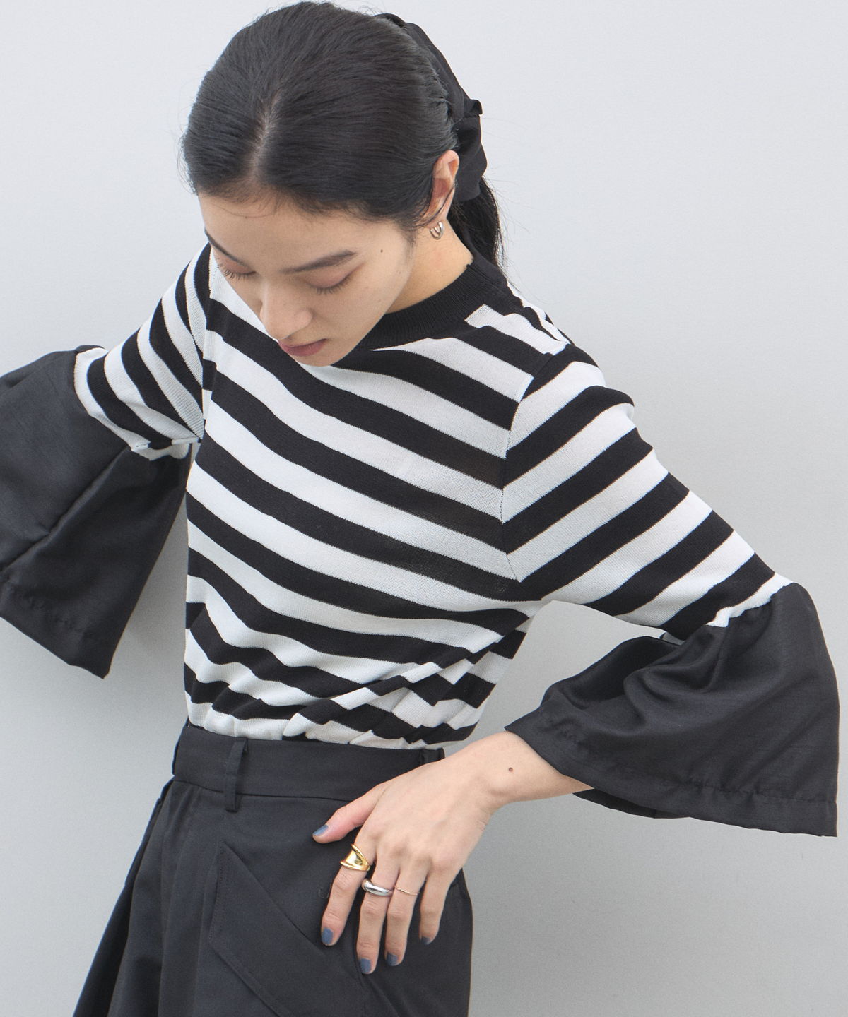 袖ぽわニット(５分袖)