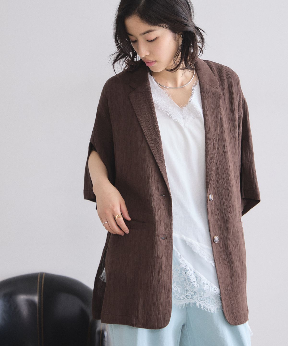 【オフィシャルサイト限定】ハーフスリーブ楊柳ジャケット（セットアップ対応）
