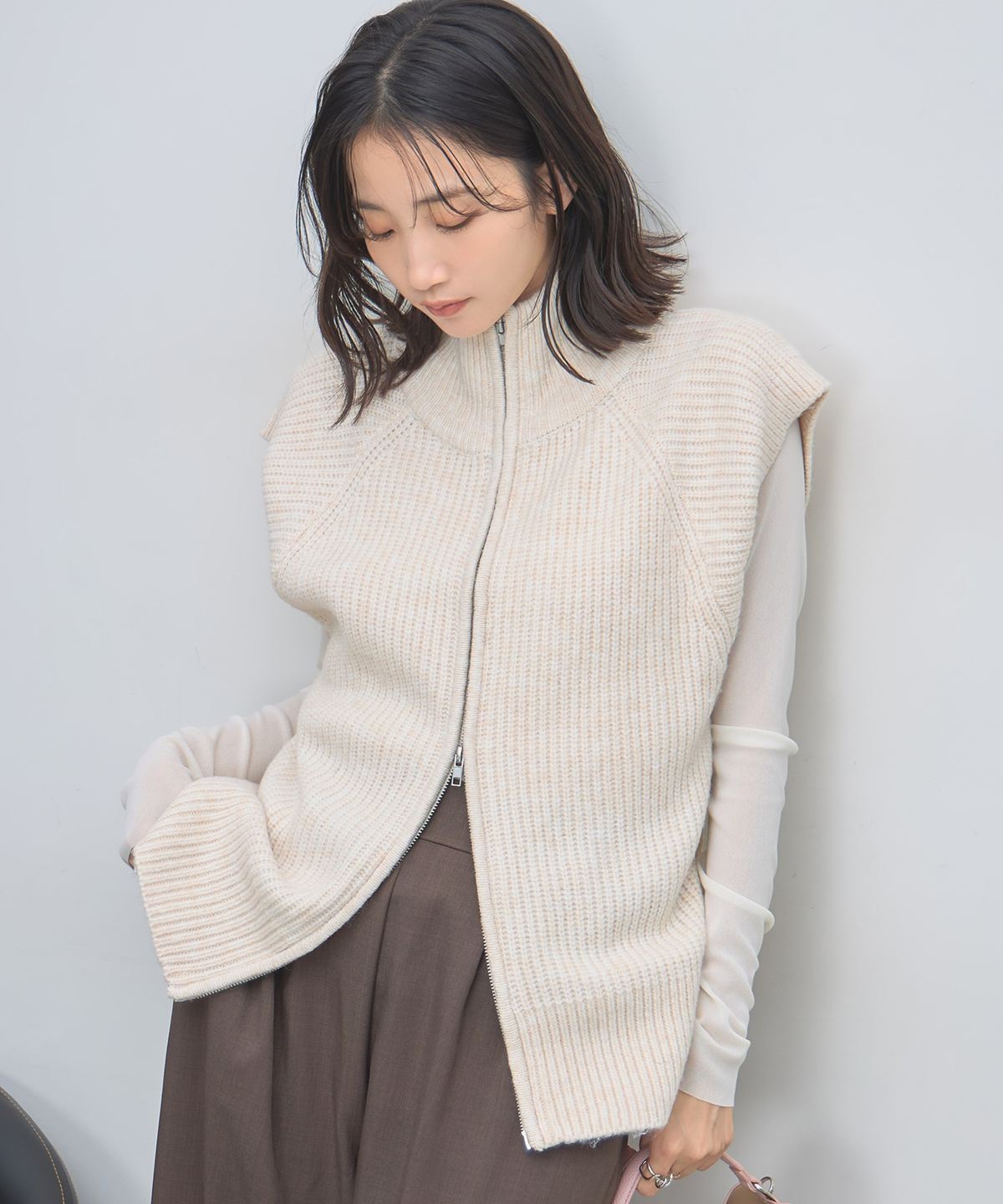 【オフィシャルサイト限定】ダブルZIPリブニットベスト