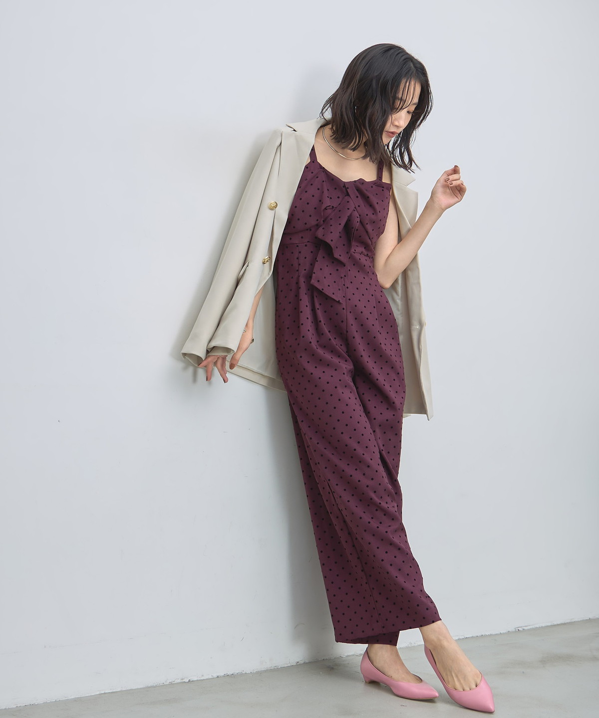 【オフィシャルサイト限定】ドットリボンモチーフオールインワン