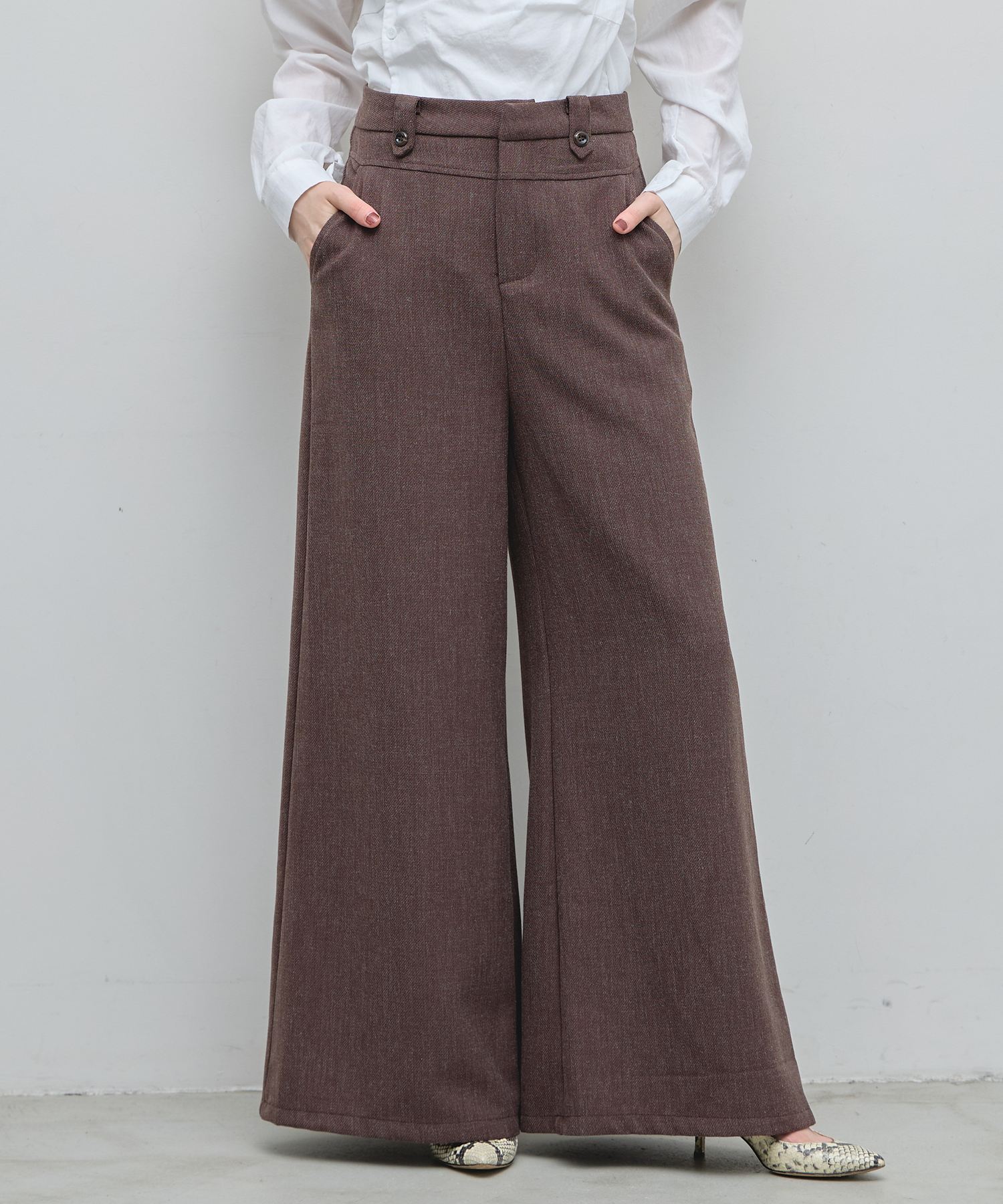 【オフィシャルサイト限定】ウエストボタンマークワイドパンツ