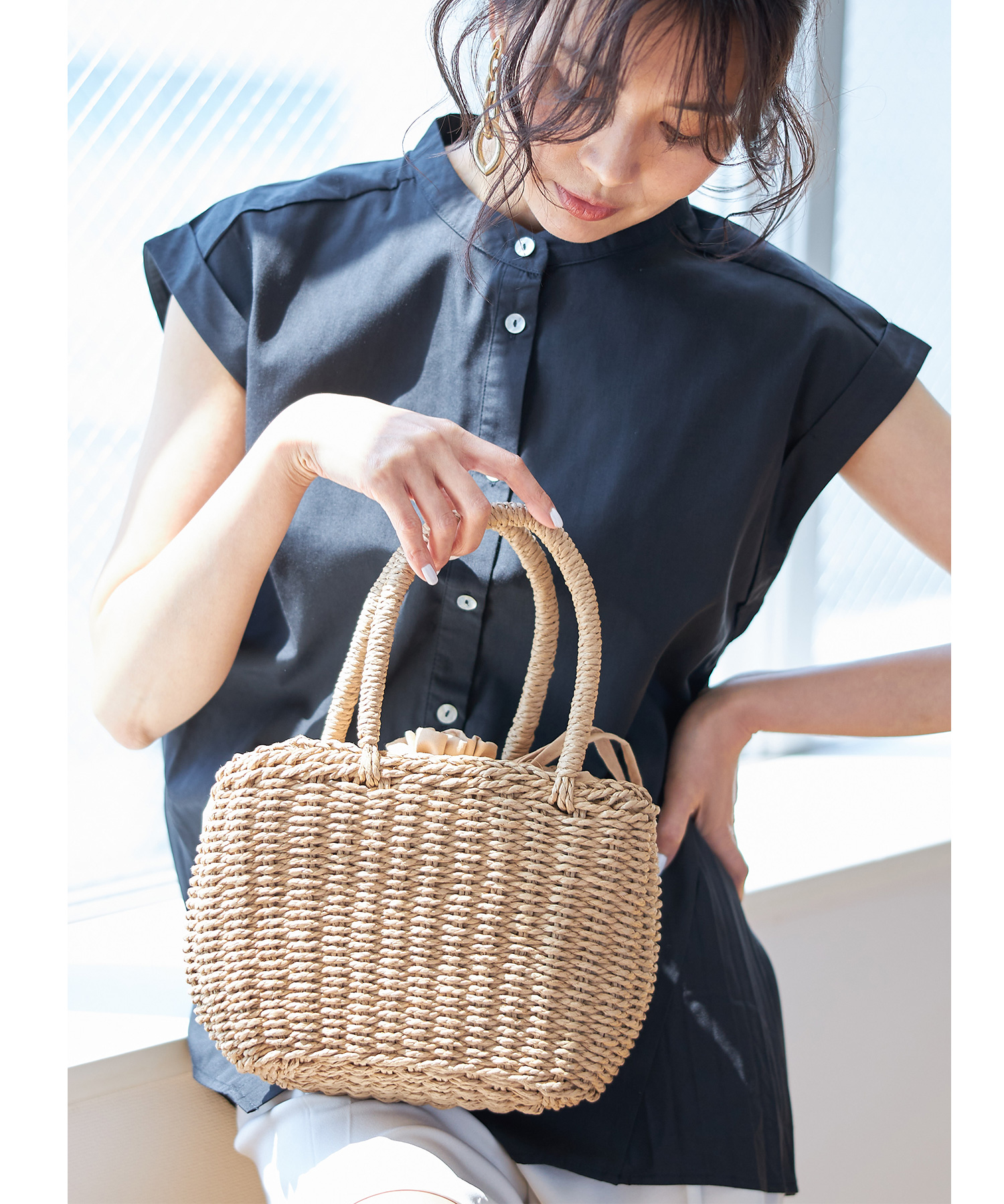 ラフィアミニハンドバッグ※一部店舗のみ入荷