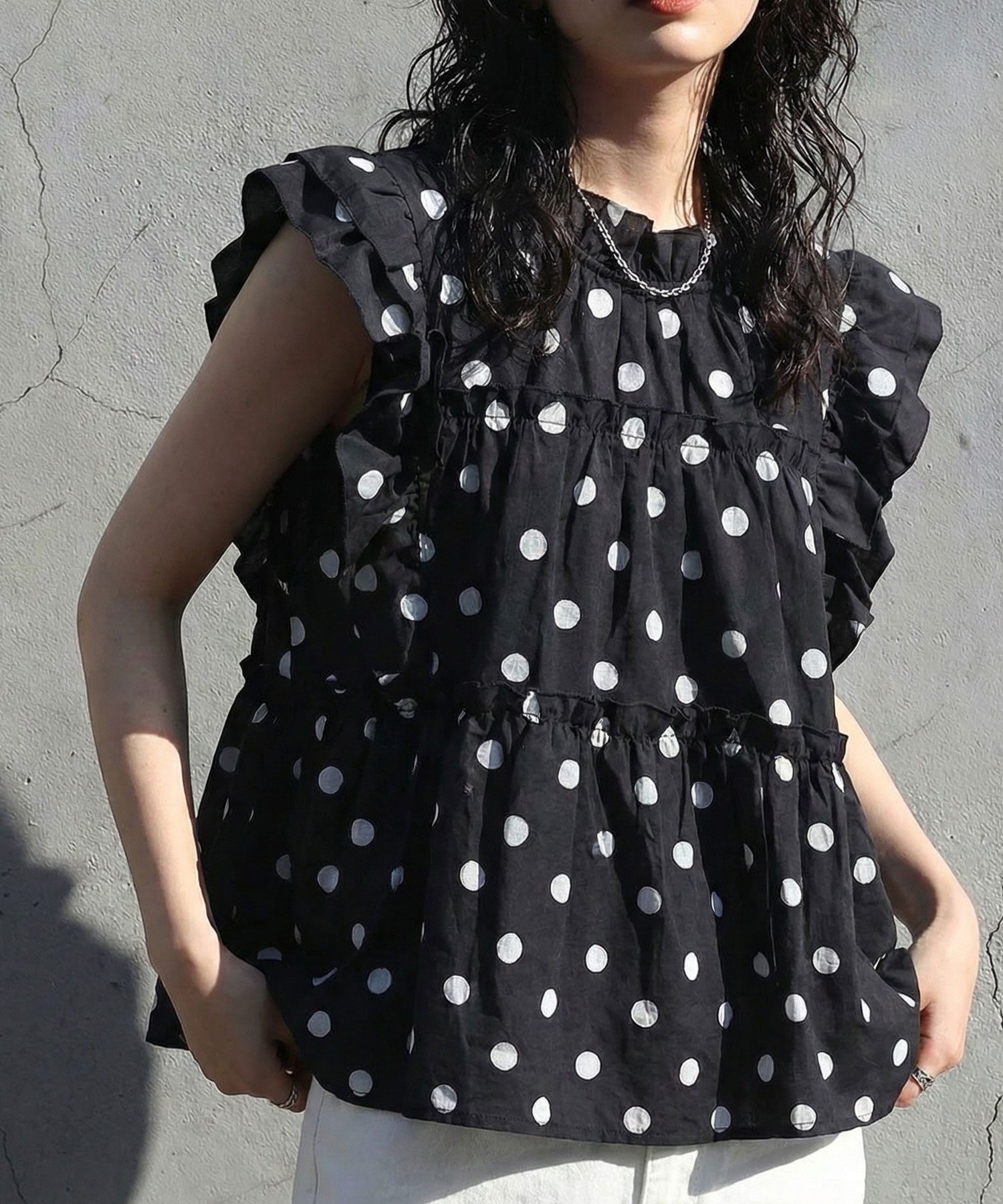 【入荷希望受付中☆】袖フリルドットトップス《RequestProject》 ※入荷希望数により商品化しない場合がございます。