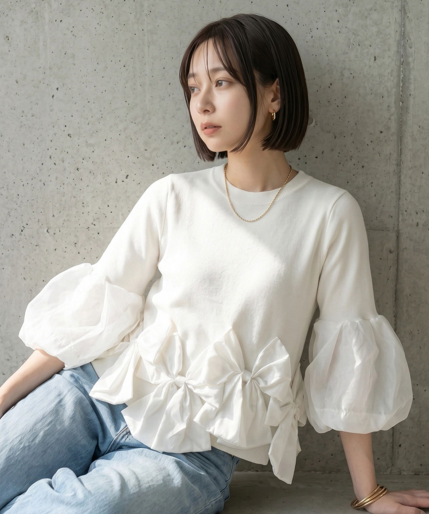 【入荷希望受付中☆】裾リボン袖フレアートップス《RequestProject》 ※入荷希望数により商品化しない場合がございます