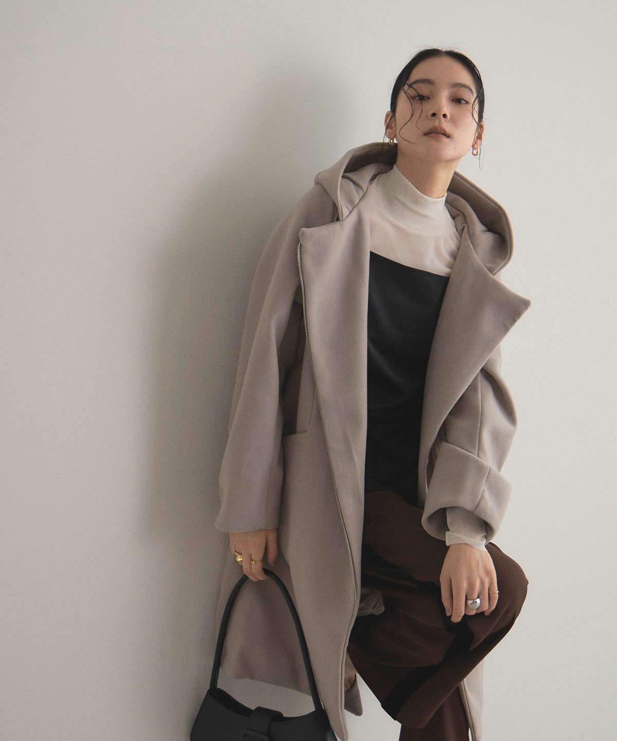 【オフィシャルサイト限定】フェイクウールフードジップコート