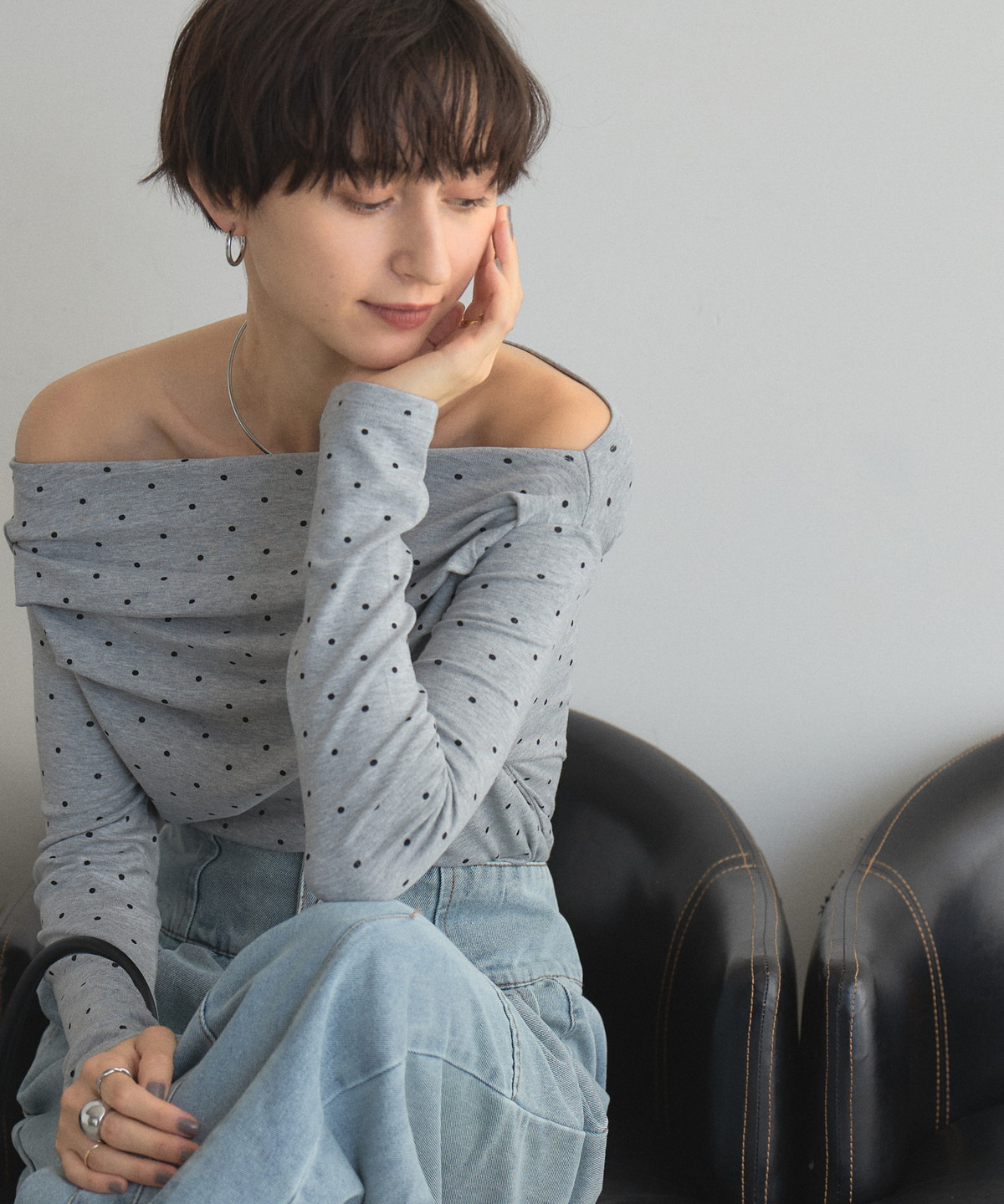 ドットオフショルカットソー※一部店舗のみ入荷