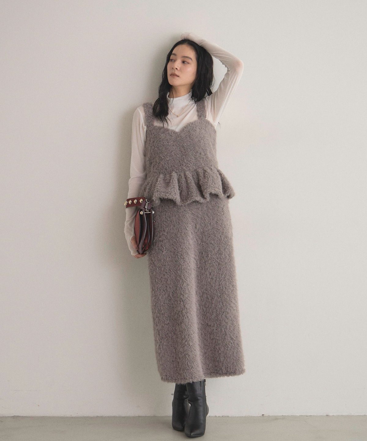 1月19日オフィシャルサイト限定再販！ブークレシャギーペプラムキャミワンピ