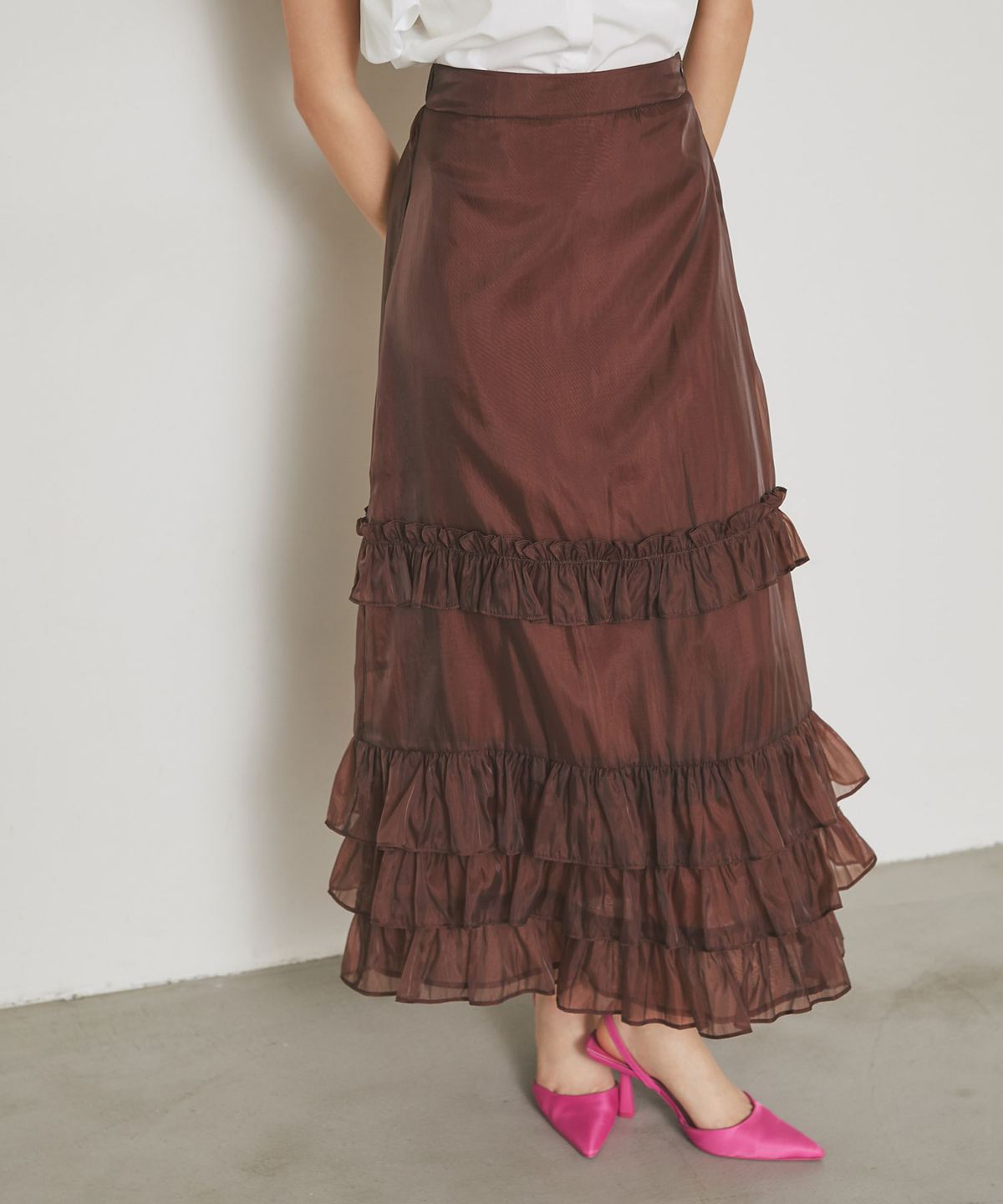 【TIME SALE】【ARVELLIA】SHEER FRILL SKIRT＊SALE品につき返品/交換/注文確定後の変更キャンセル不可＊