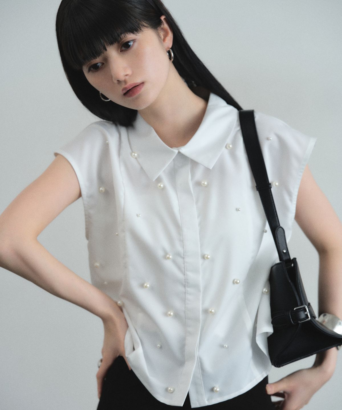 【ARVELLIA】PEARL DOT COLLAR BLOUSE