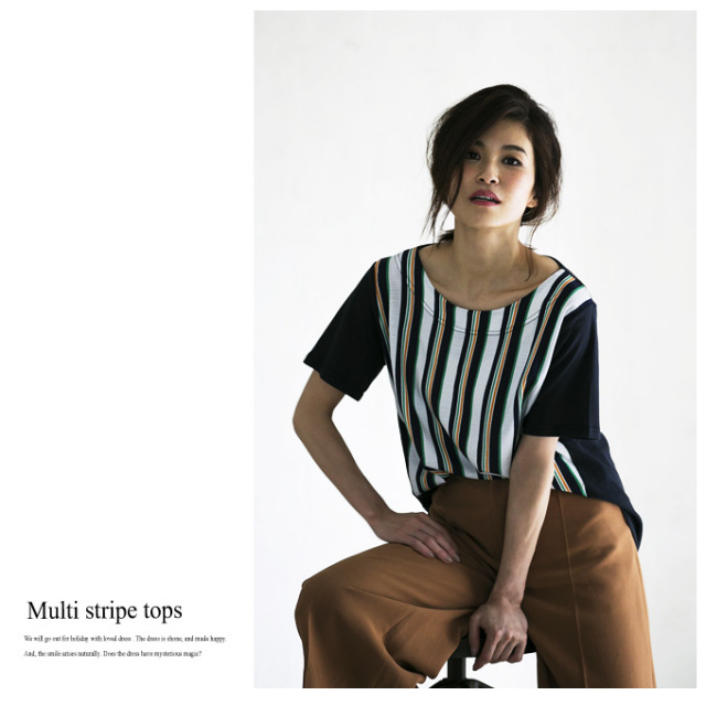 Color Stripe T Shirt レディース ストライプ Tシャツ Color Stripe T Shirt レディース ストライプ Tシャツ