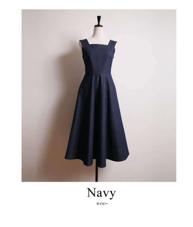 Denim Flare One Piece レディース デニム フレア ワンピース