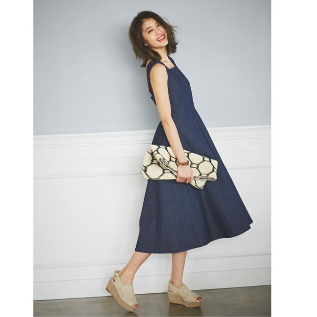 Denim Flare One Piece レディース デニム フレア ワンピース