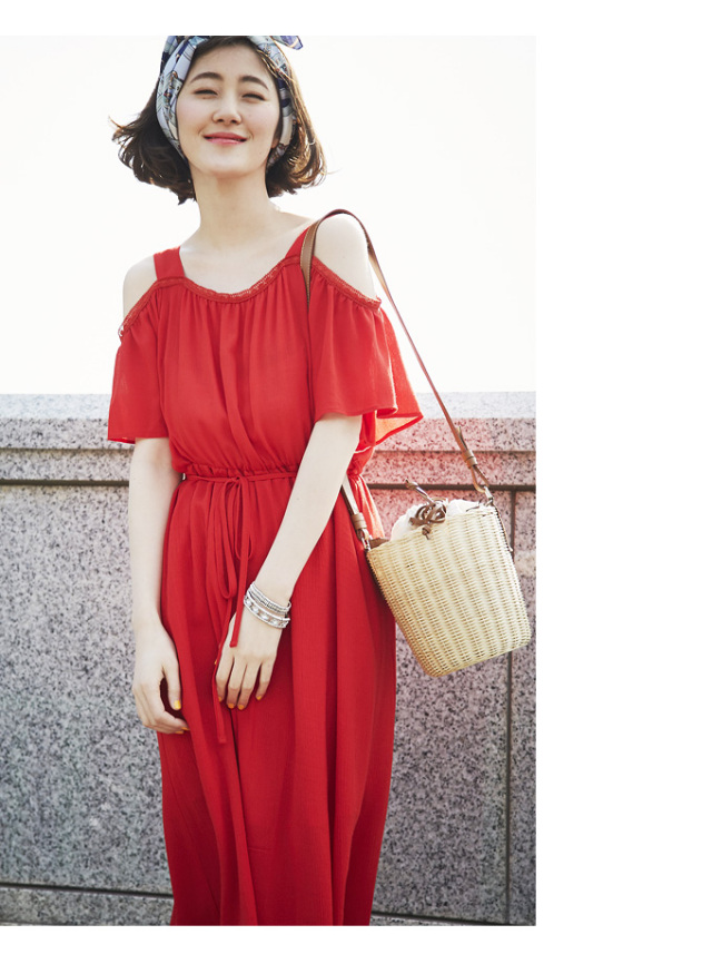 Cut Off Shoulder One Piece レディース 肩見せ ワンピース