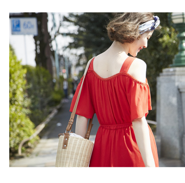 Cut Off Shoulder One Piece レディース 肩見せ ワンピース