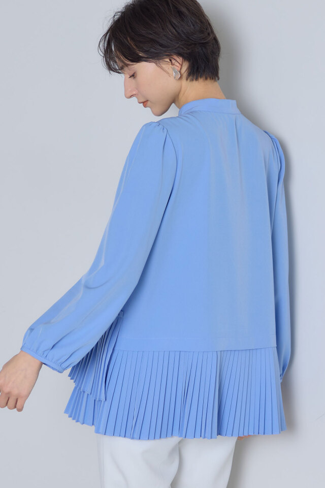 CLUBHAUS Navy L美品(日本製) 裾プリーツシャツブラウス