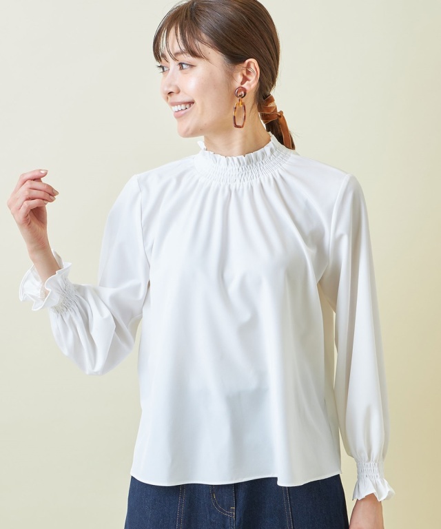 PAMM◆長袖ブラウス/FREE/レーヨン/GRN/PM1156 5WAYフリルデニムブラウス(ONE SIZE 中濃加工色): トップス