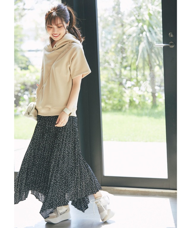 《マシェリコラボ》アコーディオンプリーツドットスカート