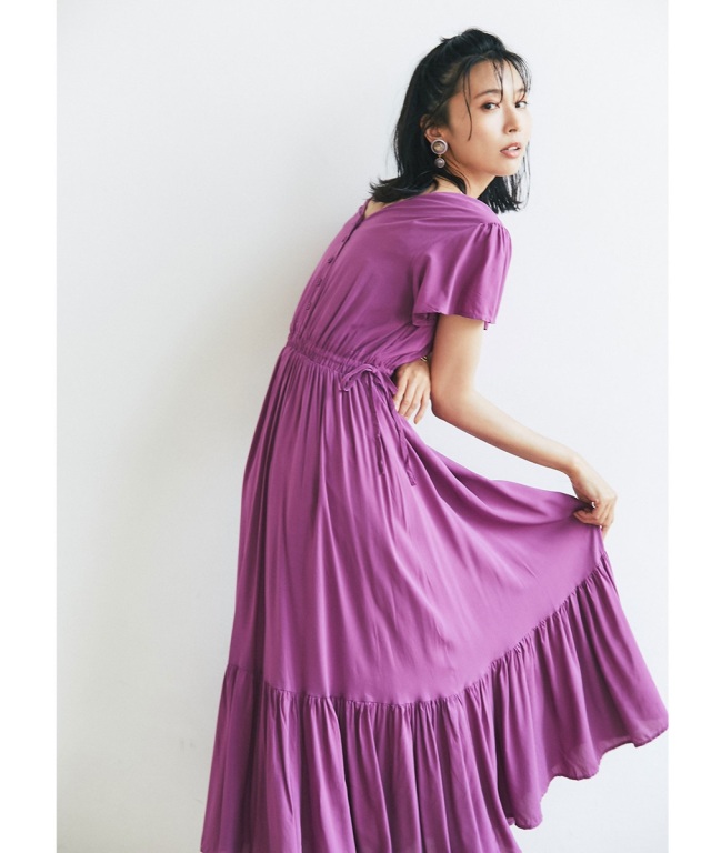 ウエストサイドリボンギャザーワンピース