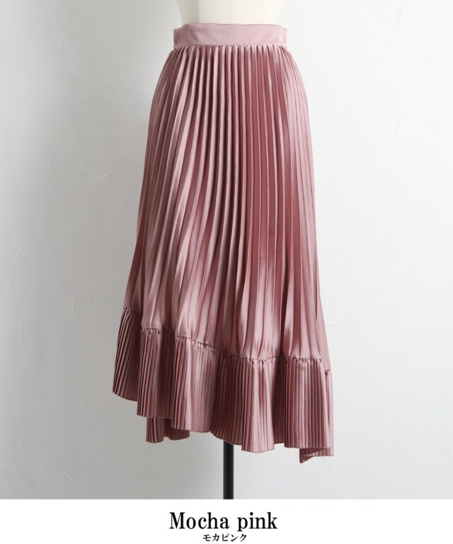 切り替えサテンプリーツスカート