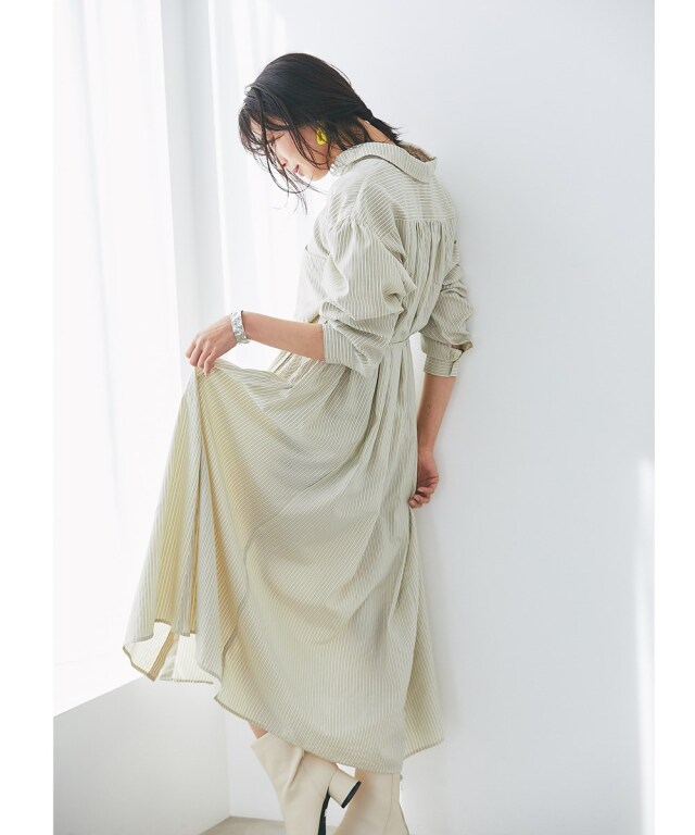 【再入荷】素敵 ストライプ 半袖シャツ バイカラ― ワンピース ストライプ柄 シャツワンピース ワンピース 長袖 送料無料・再