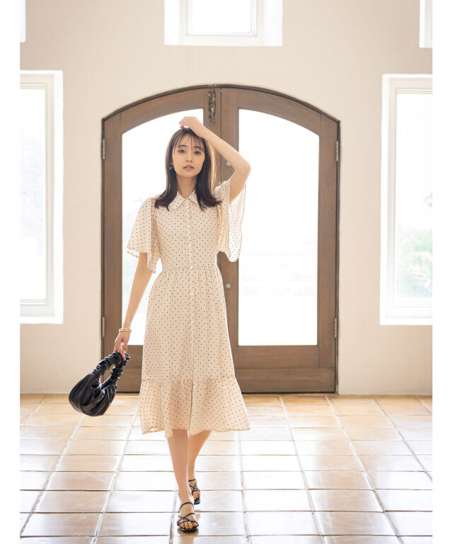 ドットシャツワンピース 