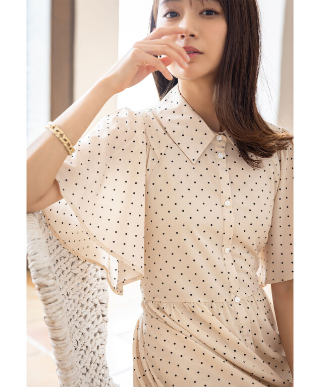 ドットシャツワンピース 