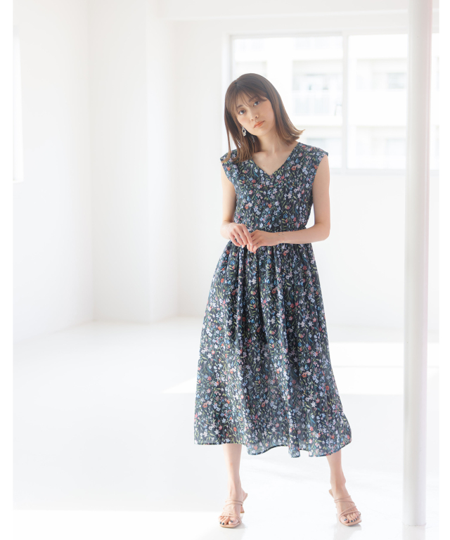 utilite aranciato別注 T/Wギャバ フレアーワンピース KOBE LETTUCE（神戸レタス） ワンピース フレア マキシ ロング