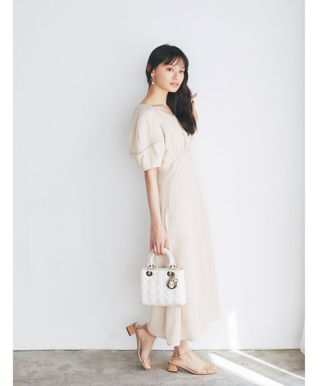 ★新品未使用品★ランタンスリーブフロントワンピース osharewalker ワンピース ロングワンピース レディース 七分袖