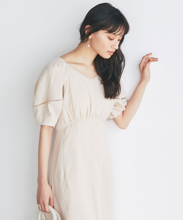 ★新品未使用品★ランタンスリーブフロントワンピース セール】ランタンスリーブロングワンピース（ワンピース）｜Olu