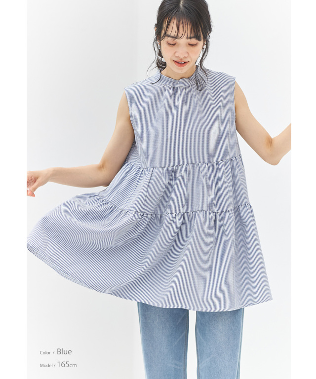 タグ付42♡パール首ティアードブラウス タグ付42♡パール首ティアードブラウス タグ付42♡パール首