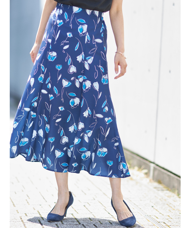 ラインフラワーマーメイドスカート 