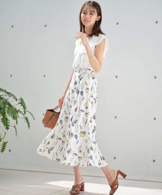 ラインフラワーマーメイドスカート 